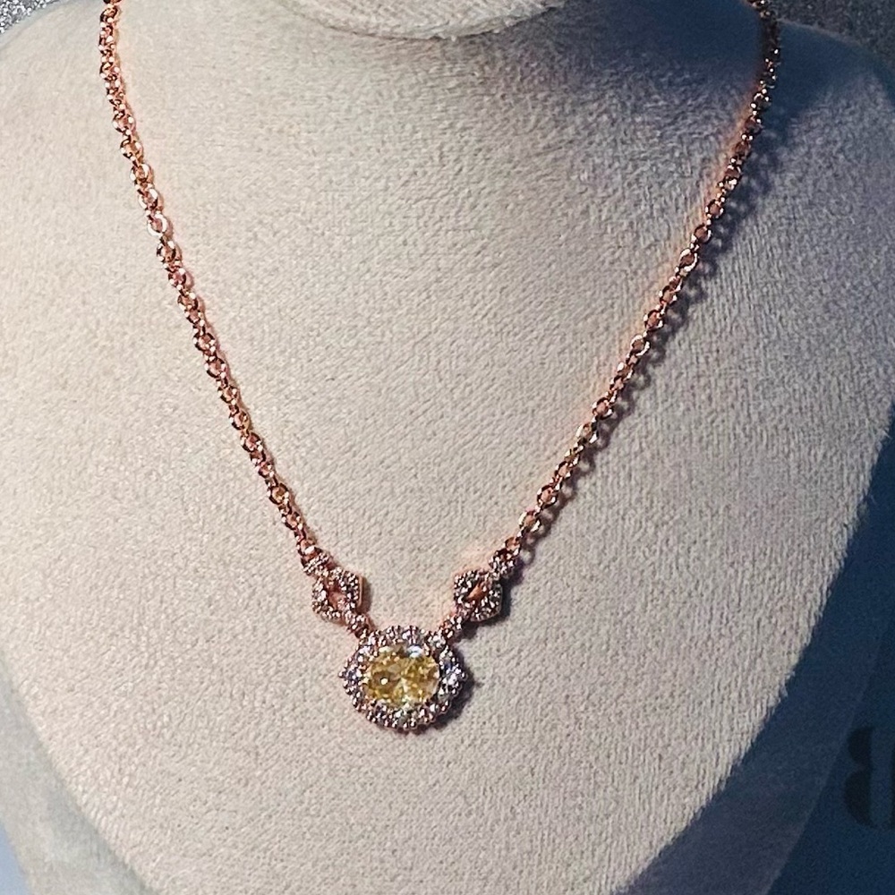 Bomb Party Necklace Lemon Cubic Zirconia on Rose Gold NK86572 Rightfully Yours